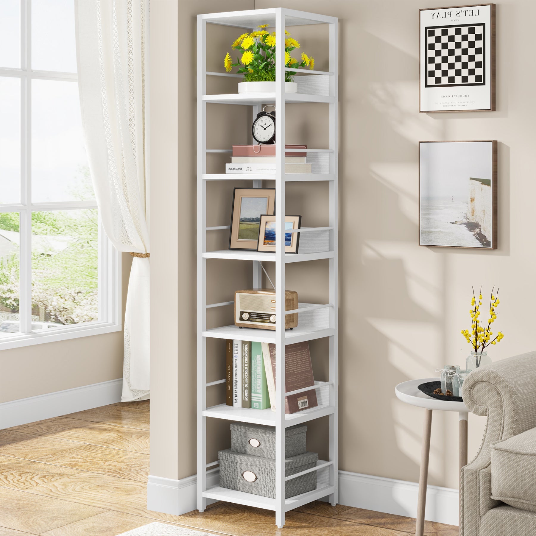 Tribesigns Corner Shelf, 6-Tier Narrow Etagere Bookshelf Storage Rack Tribesigns